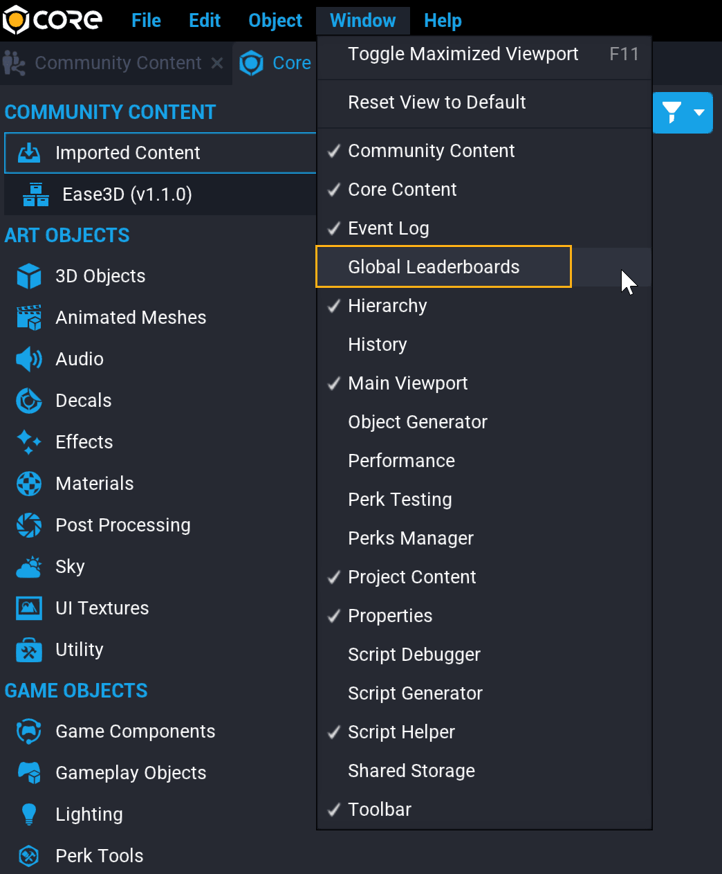 Open Global Leaderboard Window