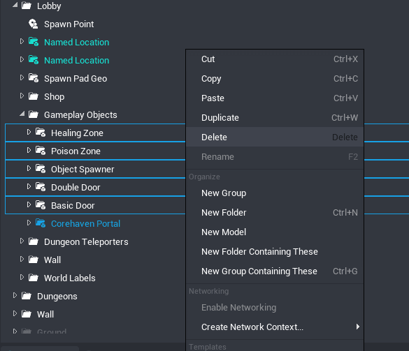 Deleting Gameplay Objects Except Corehaven Portal