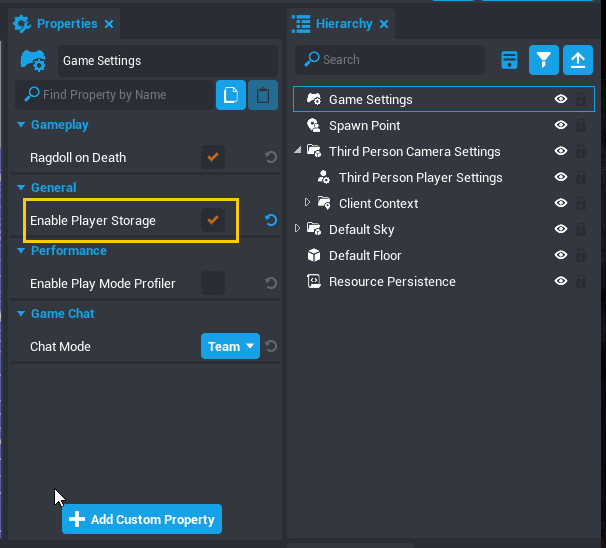 Enable Player Storage