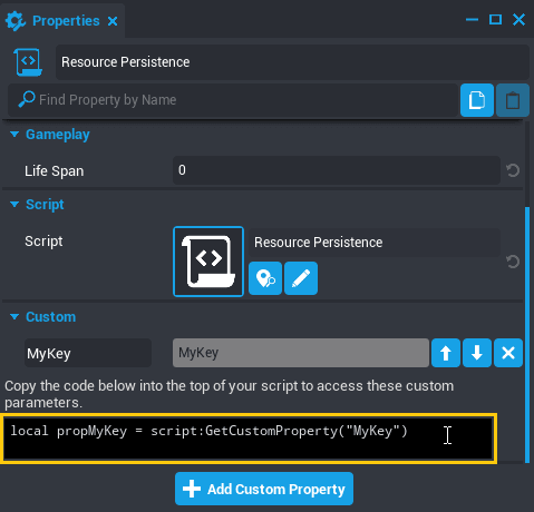 Copy Custom Property Reference