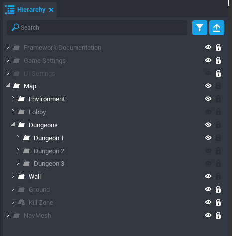 Hierarchy Setup to Edit Dungeon 1